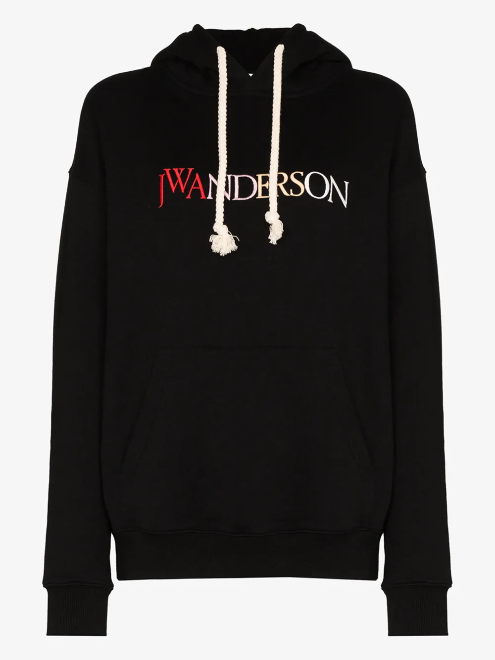 Jw Anderson Hooded Logo-embroidered Cotton-jersey Sweatshirt In Black ...