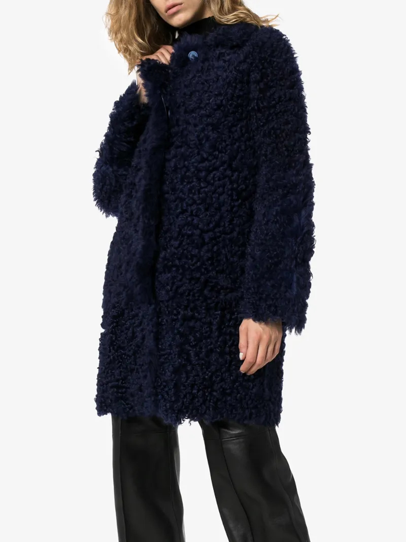 Sies Marjan Midnight Blue Ripley Shearling Coat In Blue