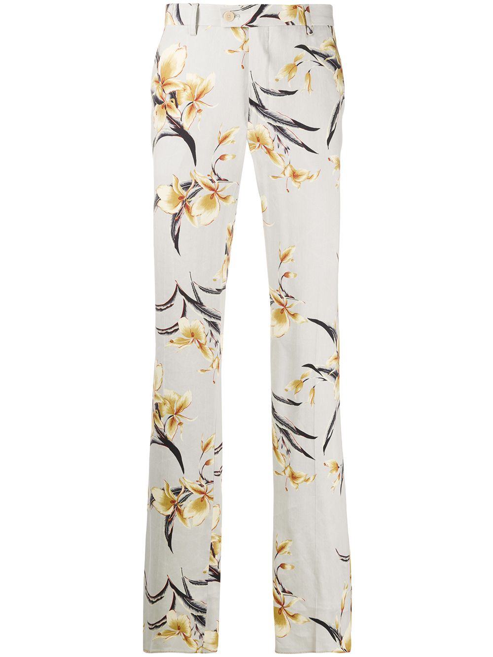 Etro Floral-print Tailored Trousers In Neutrals