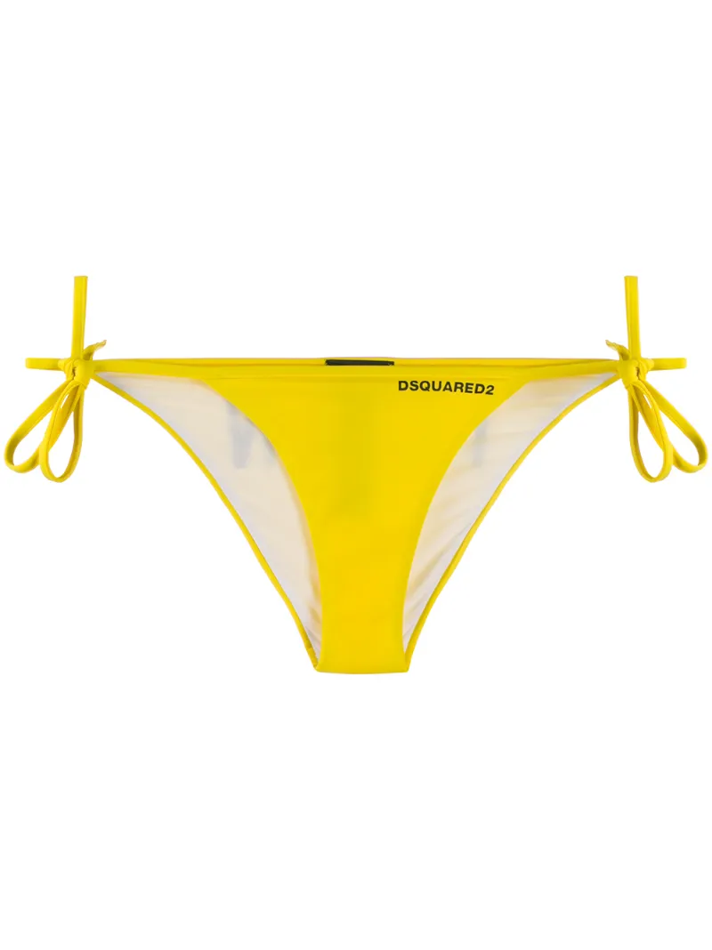 Dsquared2 Icon Print Bikini Bottoms In Yellow