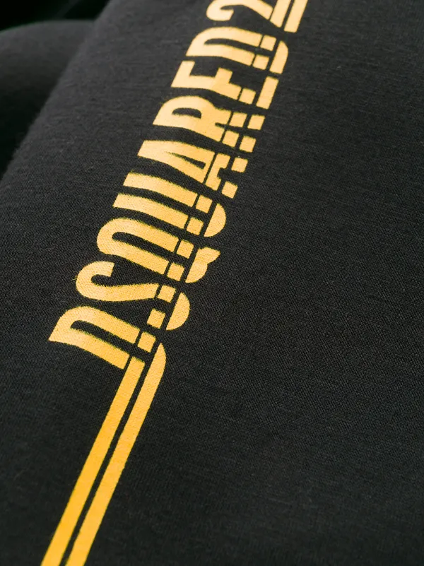 Yellow hoodie with black stripe top