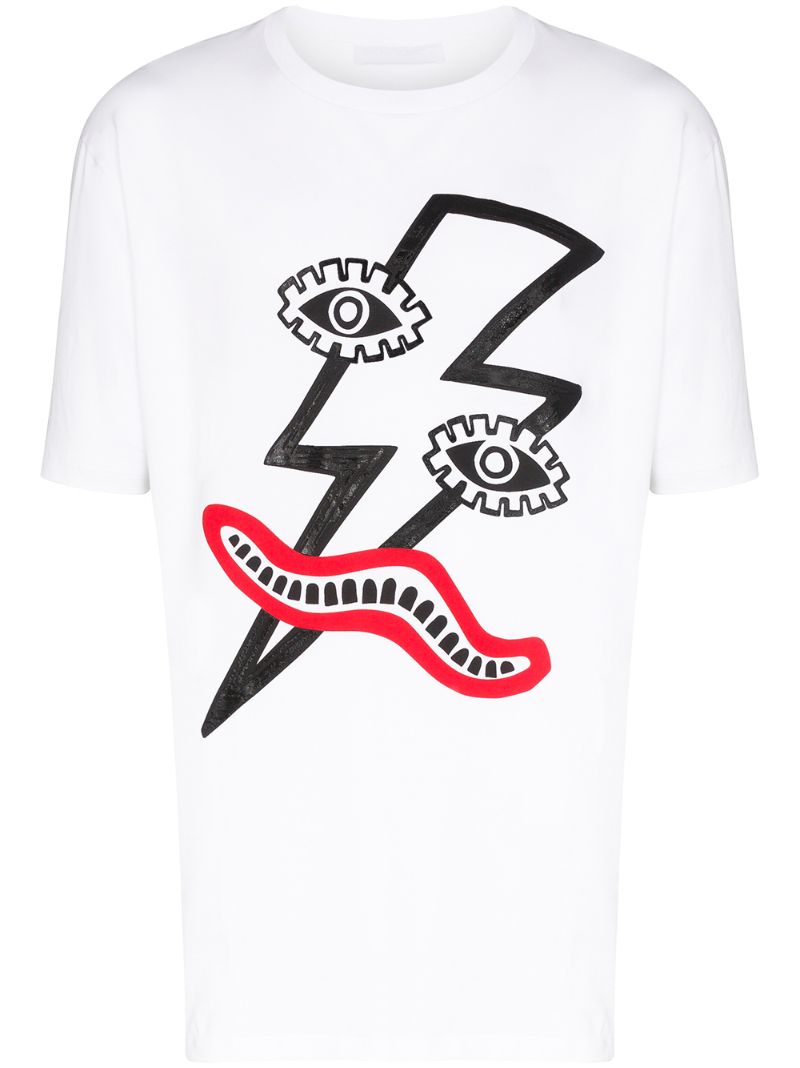 Shop Neil Barrett Picasso Bolt-print T-shirt In White