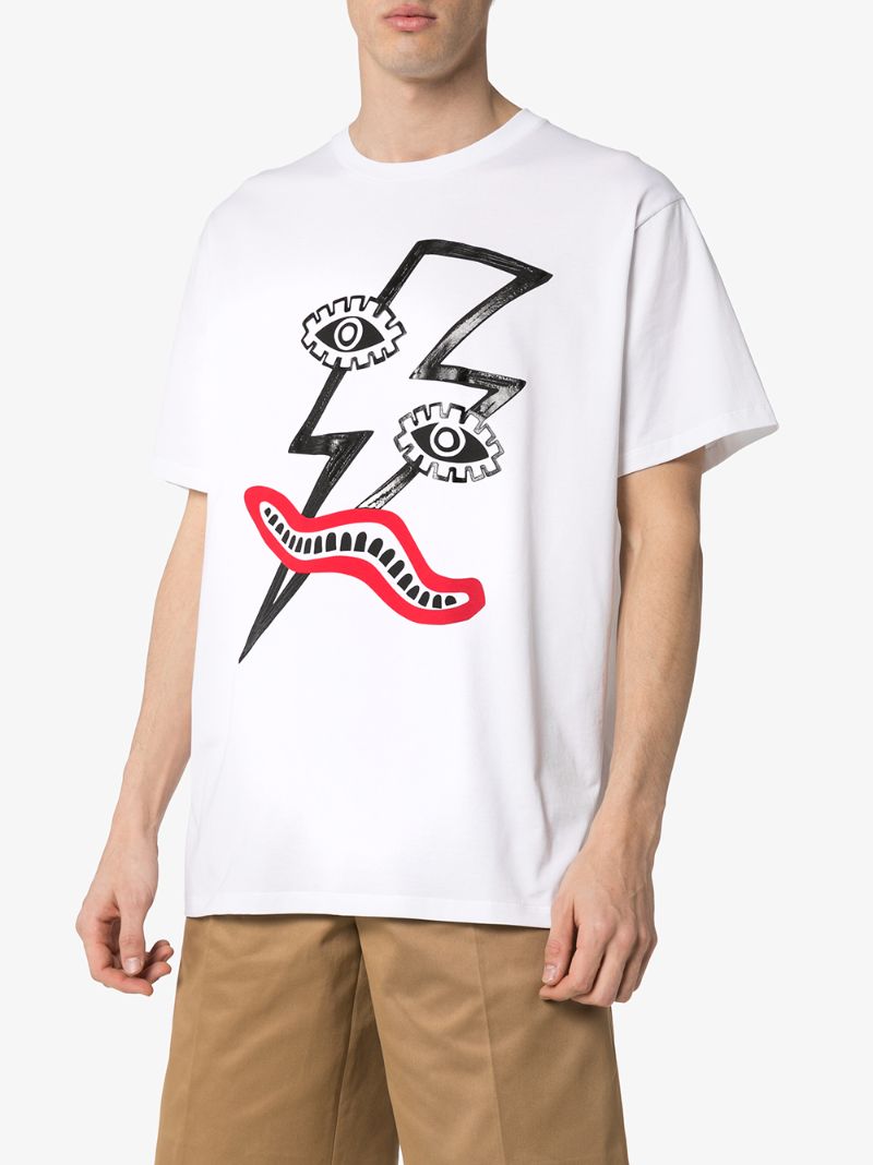 Shop Neil Barrett Picasso Bolt-print T-shirt In White