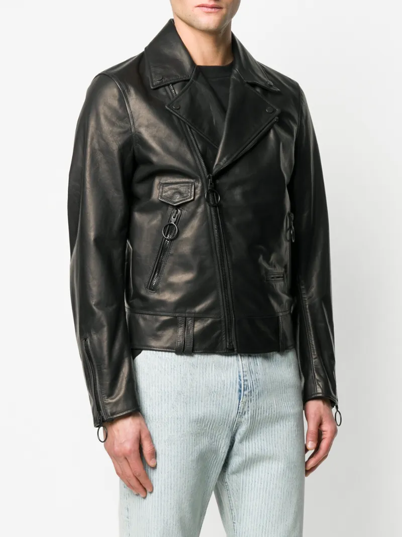 Shop Off-white Arrows Leather Jacket In Black