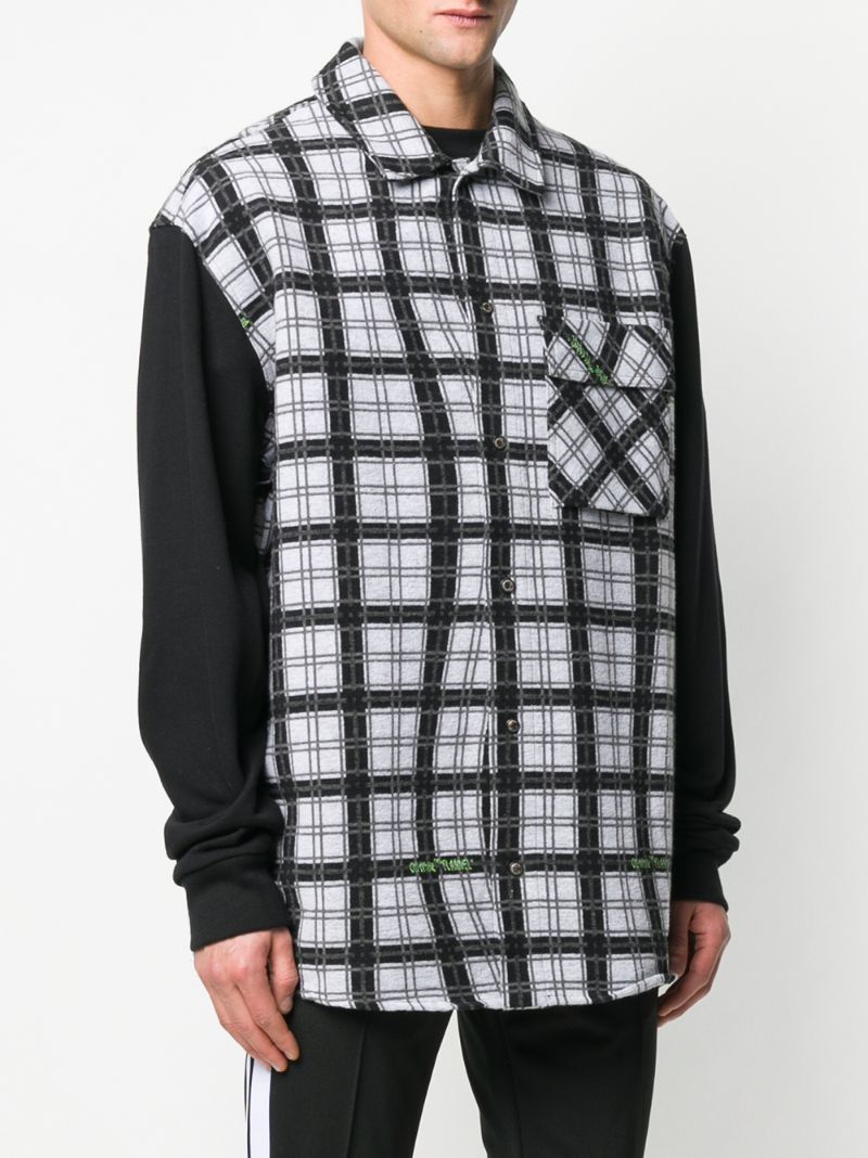 Shop Off-white Plain Sleeved Check Shirt In Black