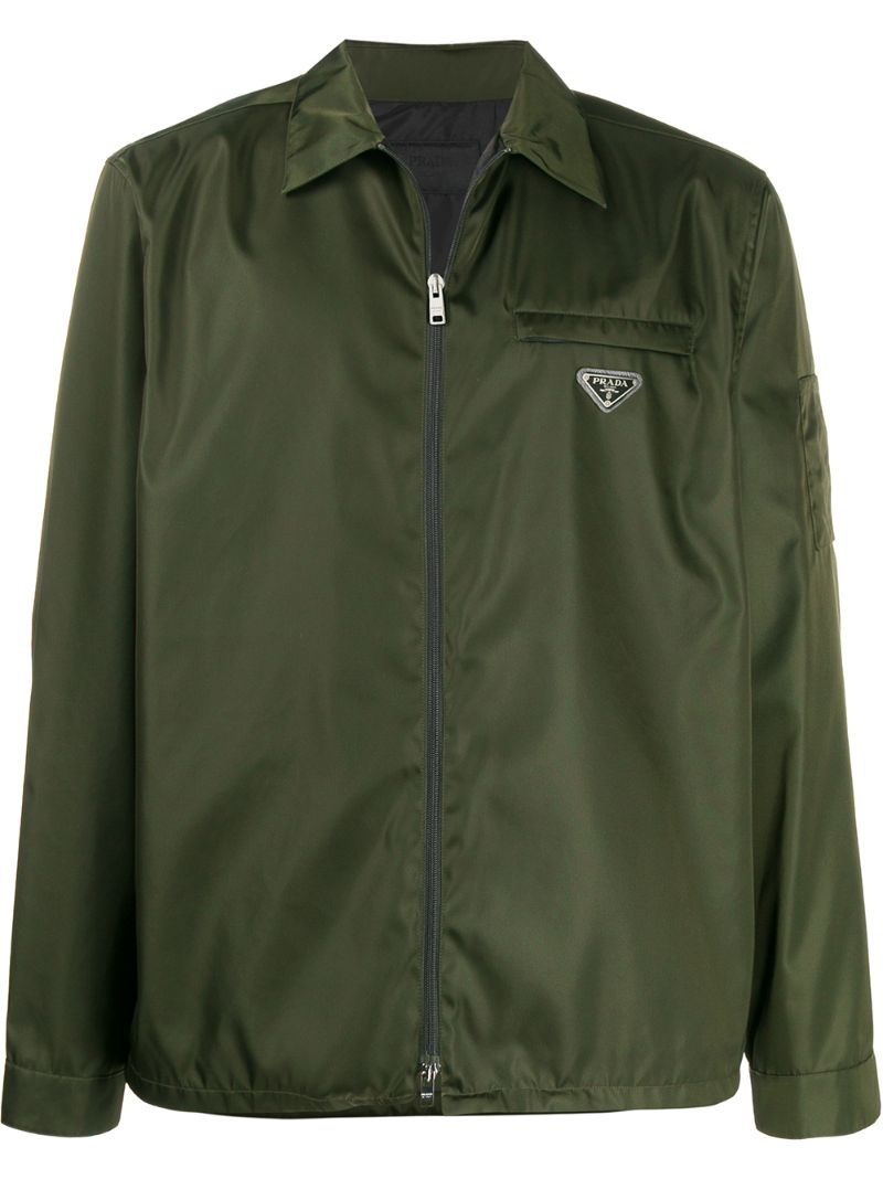 Prada Zip-up Shirt Jacket In Green