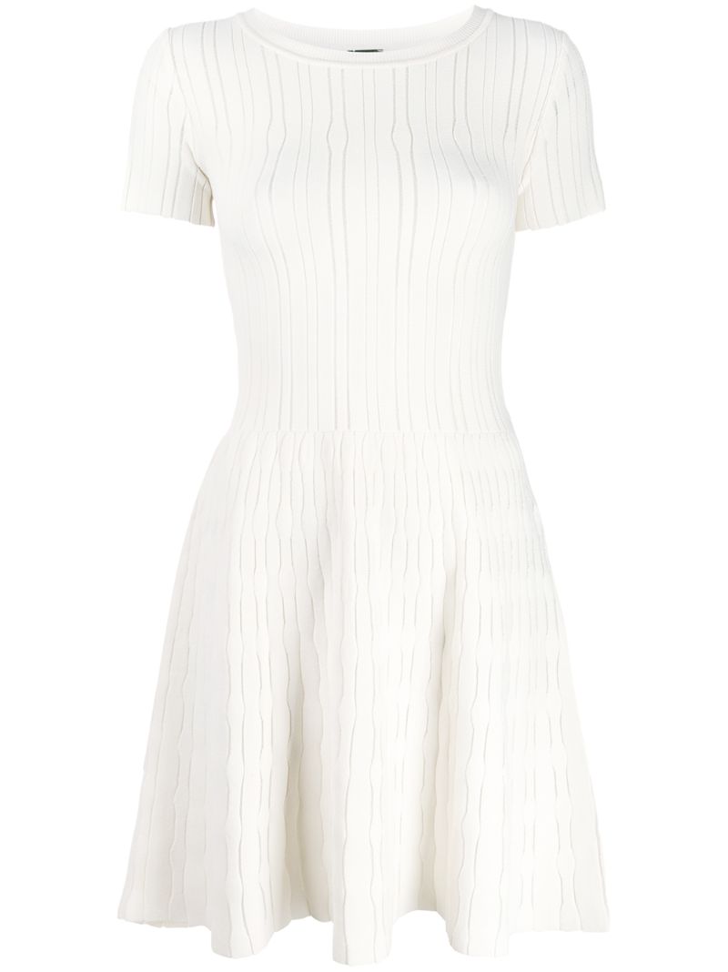Pinko Textured Knit Flared Dress In White