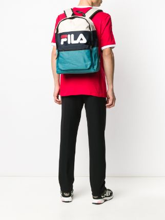 colour block logo print backpack展示图