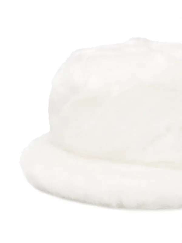 white fur bucket hat