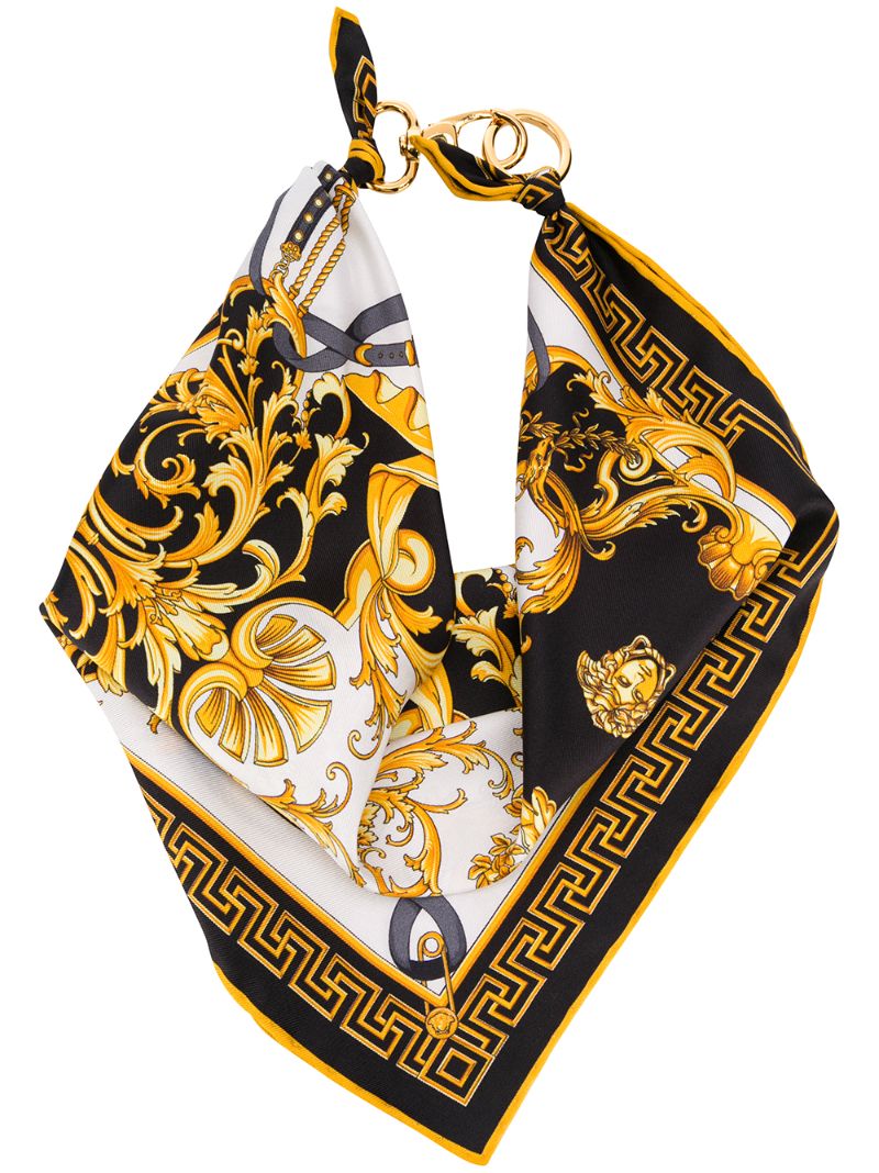 Versace Barocco Rodeo Print Bandana In Yellow