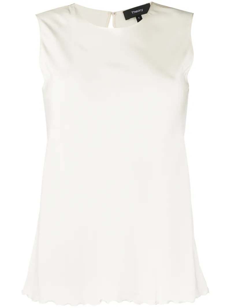 Theory Womens Ivory Sleeveless Regular-fit Silk Top In White