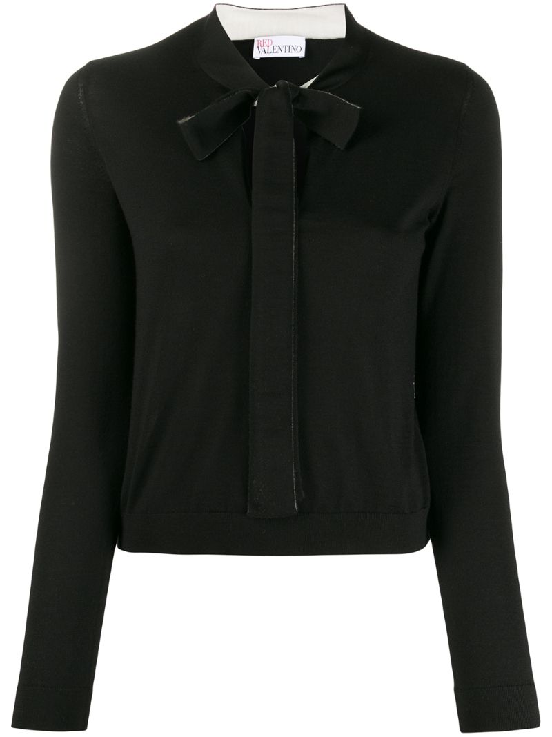 Red Valentino Pussy Bow Jumper In Black