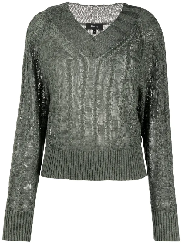 cable knit v neck jumper