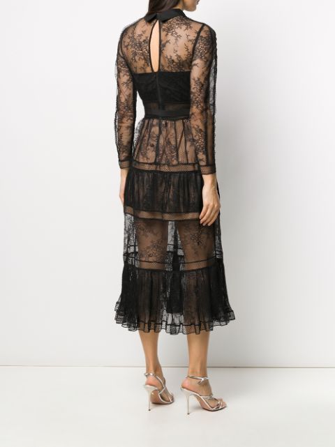 Self-Portrait Sheer Lace Panelled Shirt Dress - Farfetch