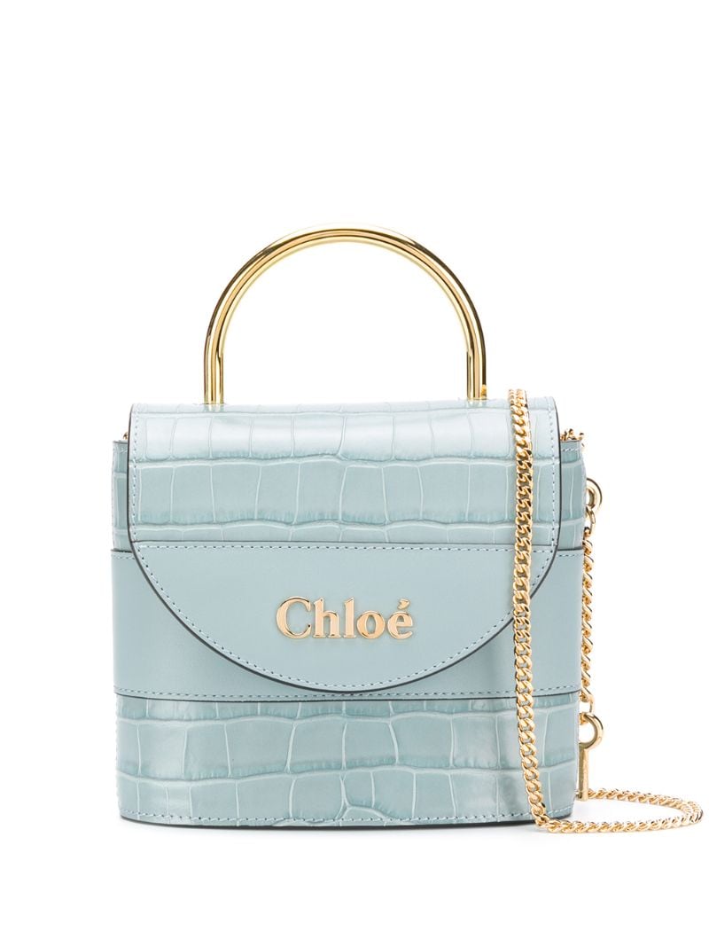 Chloé Aby Embossed Shoulder Bag In Blue