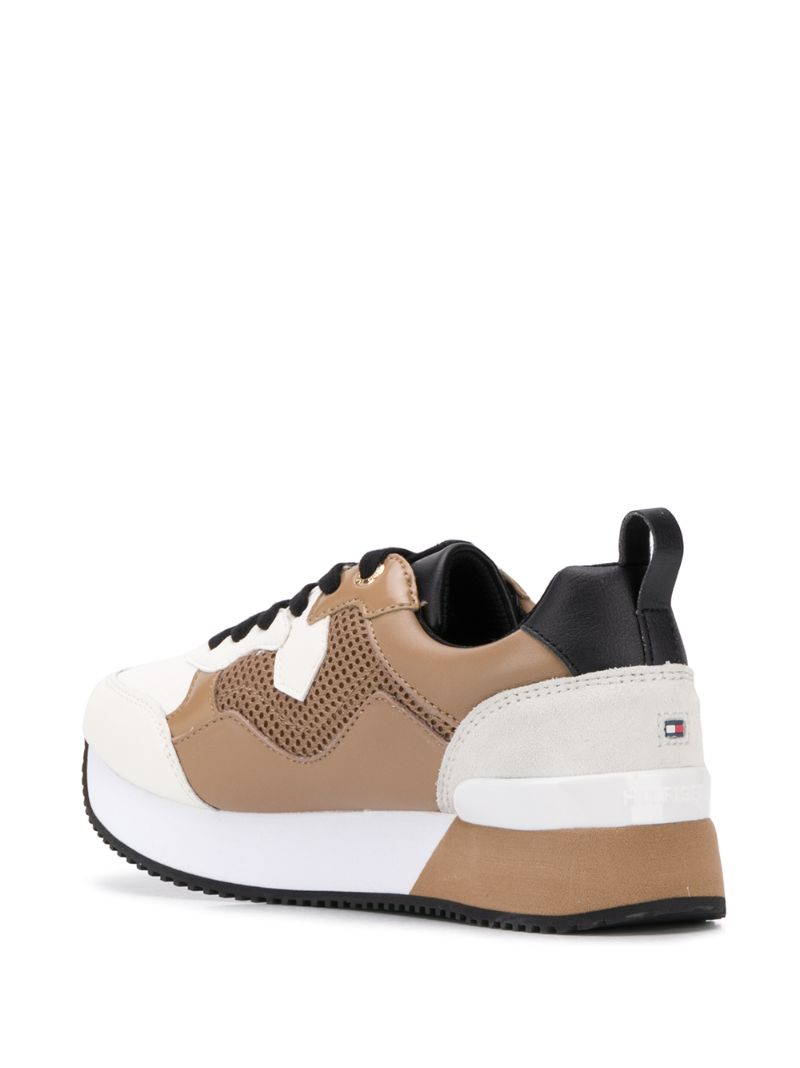 Shop Tommy Hilfiger Logo Colour-block Sneakers In Neutrals