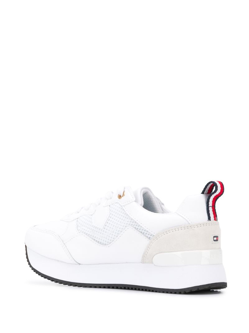 Shop Tommy Hilfiger Mesh Panel Low Top Sneakers In White