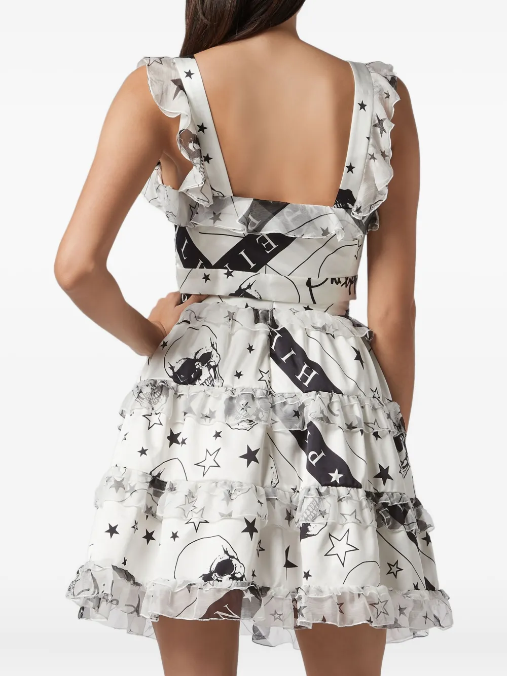 Philipp Plein Short Skirt Stars And Skull In Multi