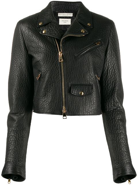 cropped leather jacket gold hardware