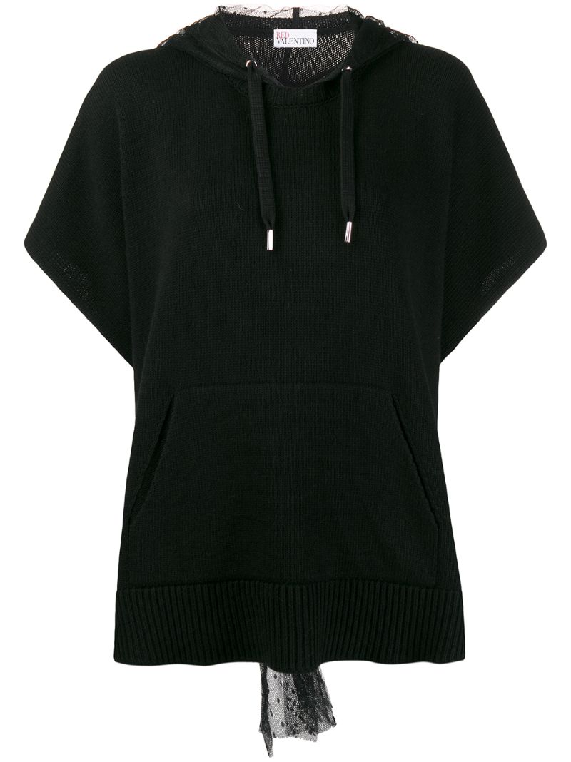 Red Valentino Point D'esprit Hood Jumper In Black