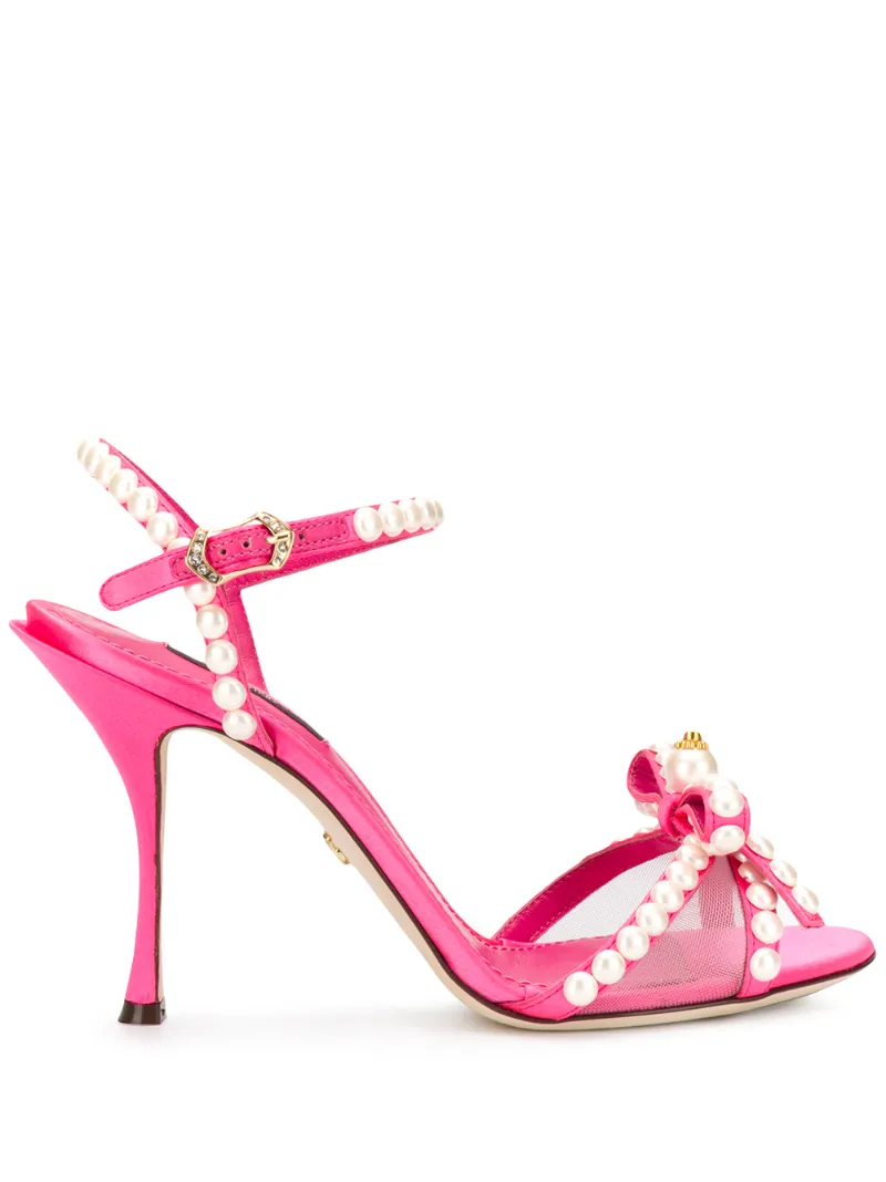 DOLCE & GABBANA PEARL-EMBELLISHED 105MM SANDALS