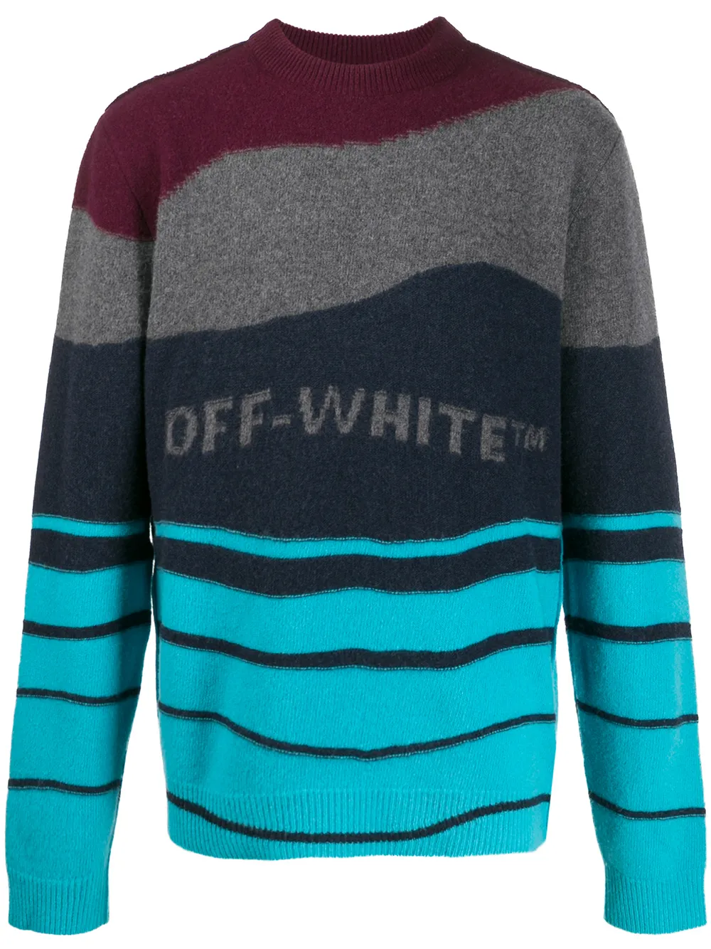 Off-white Men's Intarsia Felted Crewneck Sweater In Red