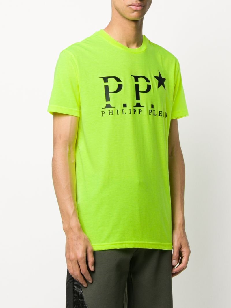 Shop Philipp Plein Logo Neon T-shirt In Yellow