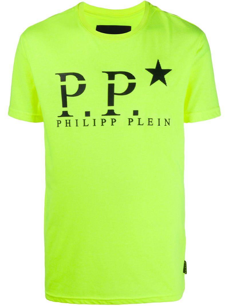 Philipp Plein Logo Neon T-shirt In Yellow