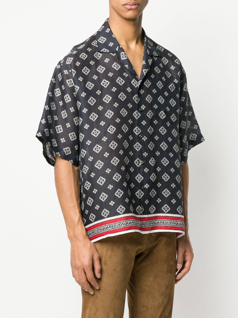 Shop Dsquared2 Oversized Printed Shirt In Blue