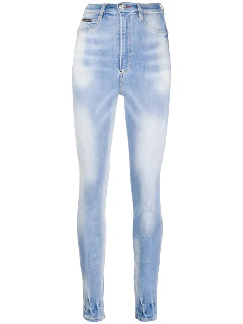 Philipp Plein faded embroidered detail jeans