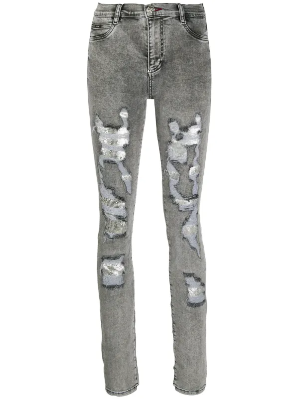 grey embellished jeans