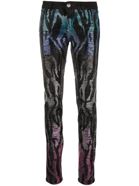 Philipp Plein embellished zebra pattern jeggings