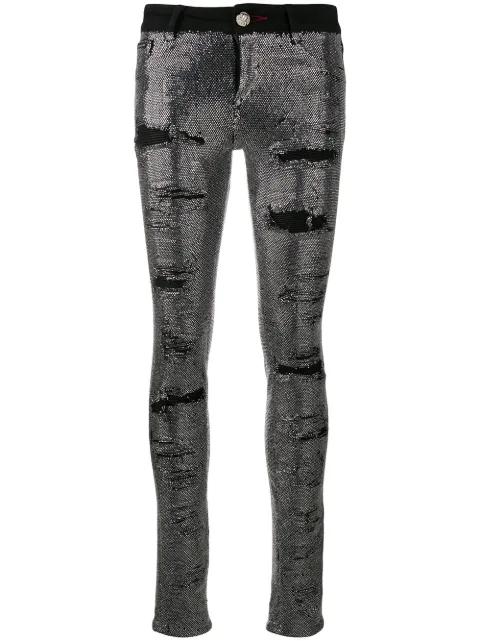 Philipp Plein crystal-embellished skinny jeans