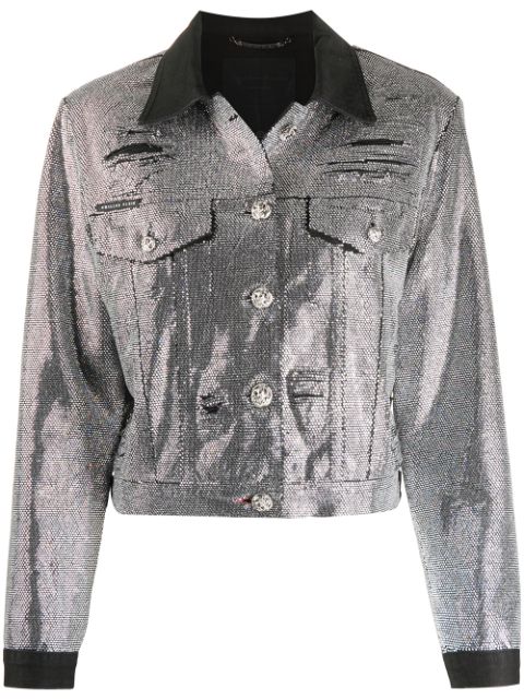 Philipp Plein crystal-embellished denim jacket Women