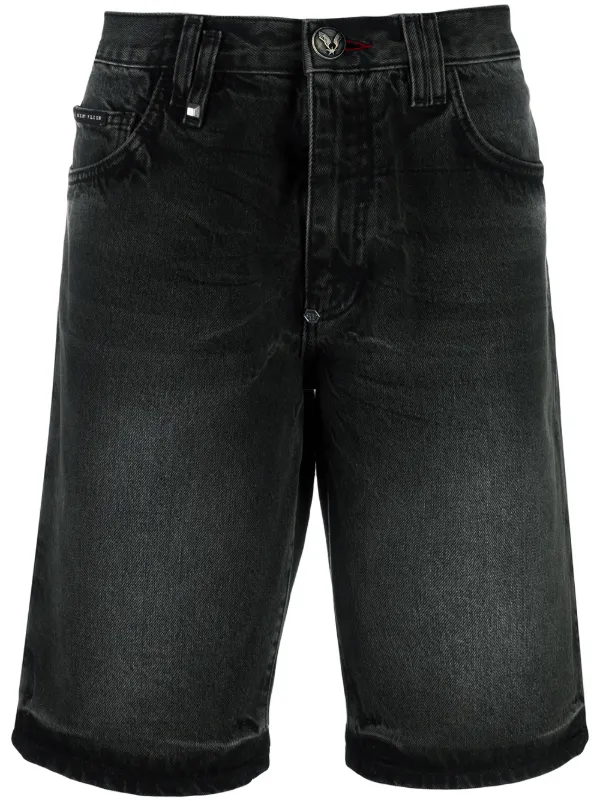 black bermuda jean shorts