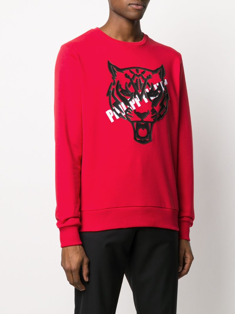 Shop Philipp Plein Tiger Patch Sweatshirt In Red