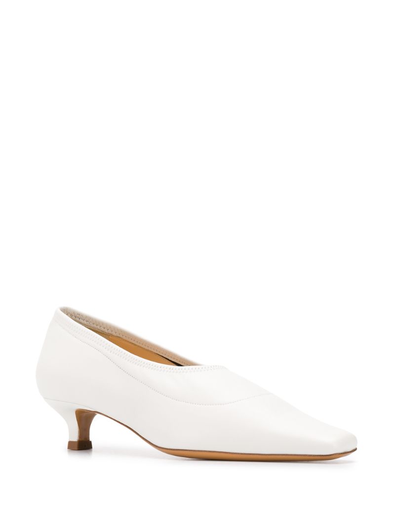 Shop By Far Square Toe Kitten Pumps In White