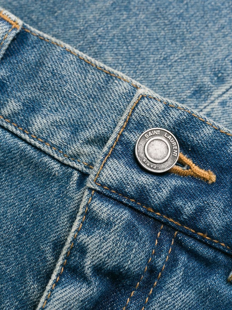 Shop Saint Laurent Distressed Detail Slim-fit Jeans In Blue