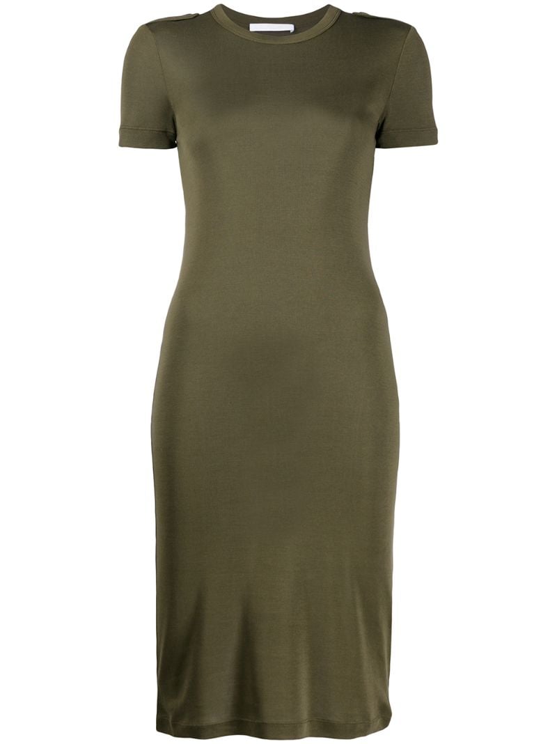 Shop Helmut Lang Ribbed Silk Bodycon Dress In Green