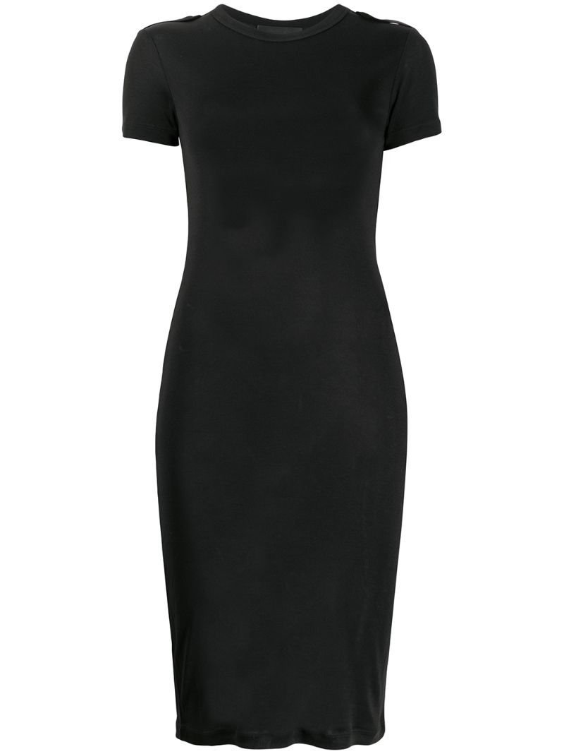 Helmut Lang Silk T-shirt Midi Dress In Black