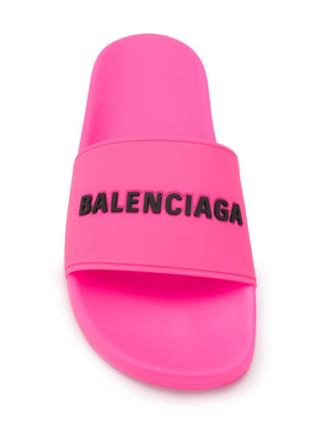 Shop pink Balenciaga embossed logo pool 
