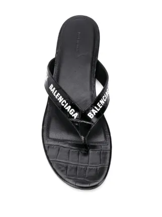 balenciaga leather logo sandals