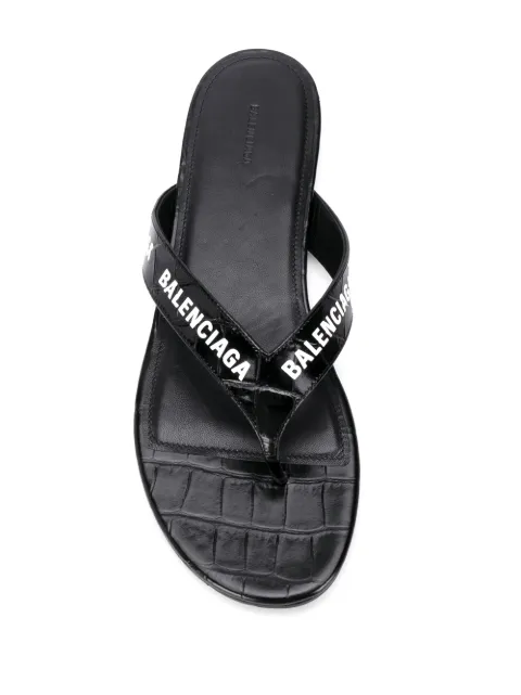 BALENCIAGA CROCODILE EFFECT ALL-OVER LOGO SANDALS