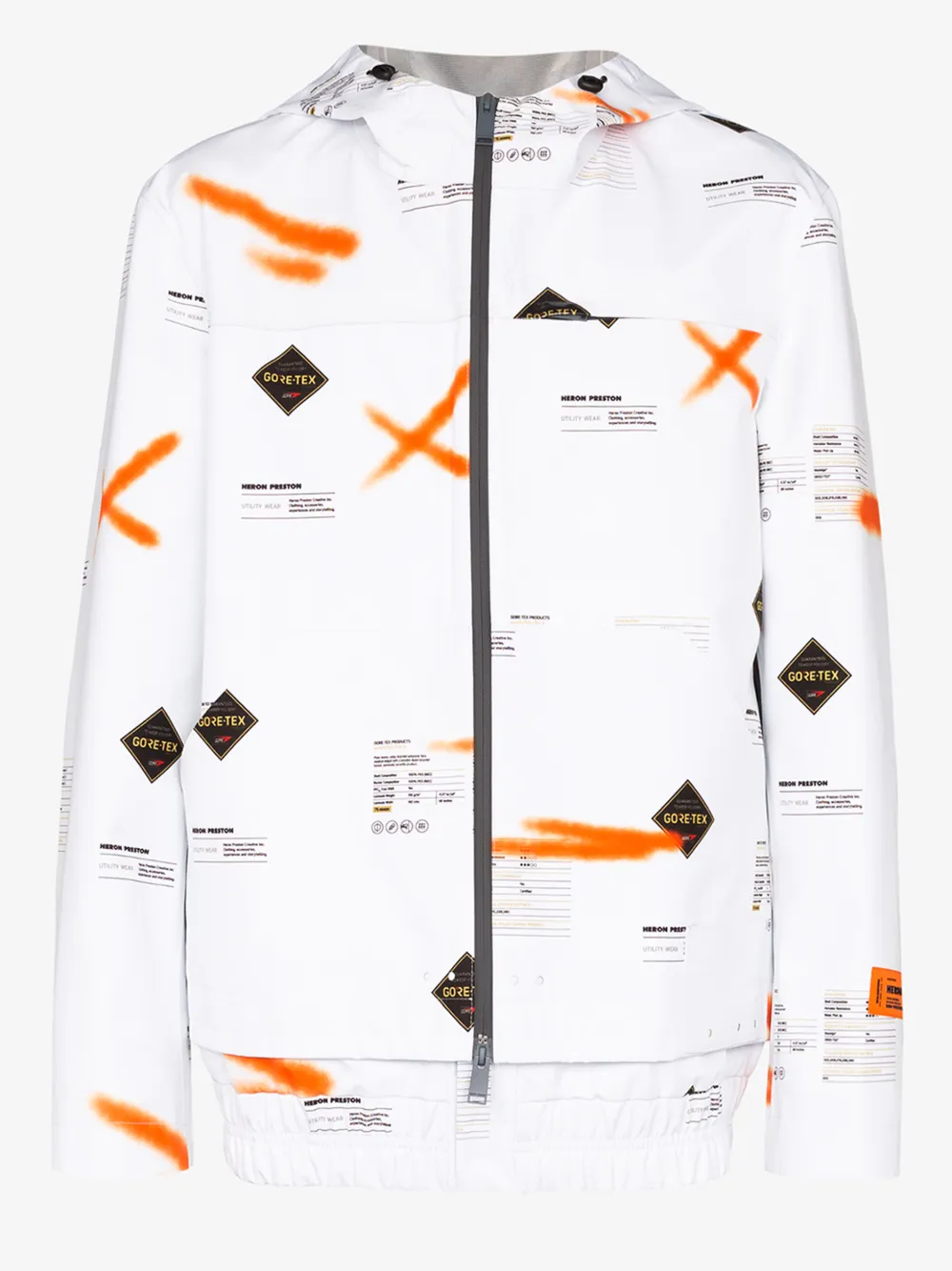 Heron Preston Gore-tex Printed Windbreaker Jacket In White