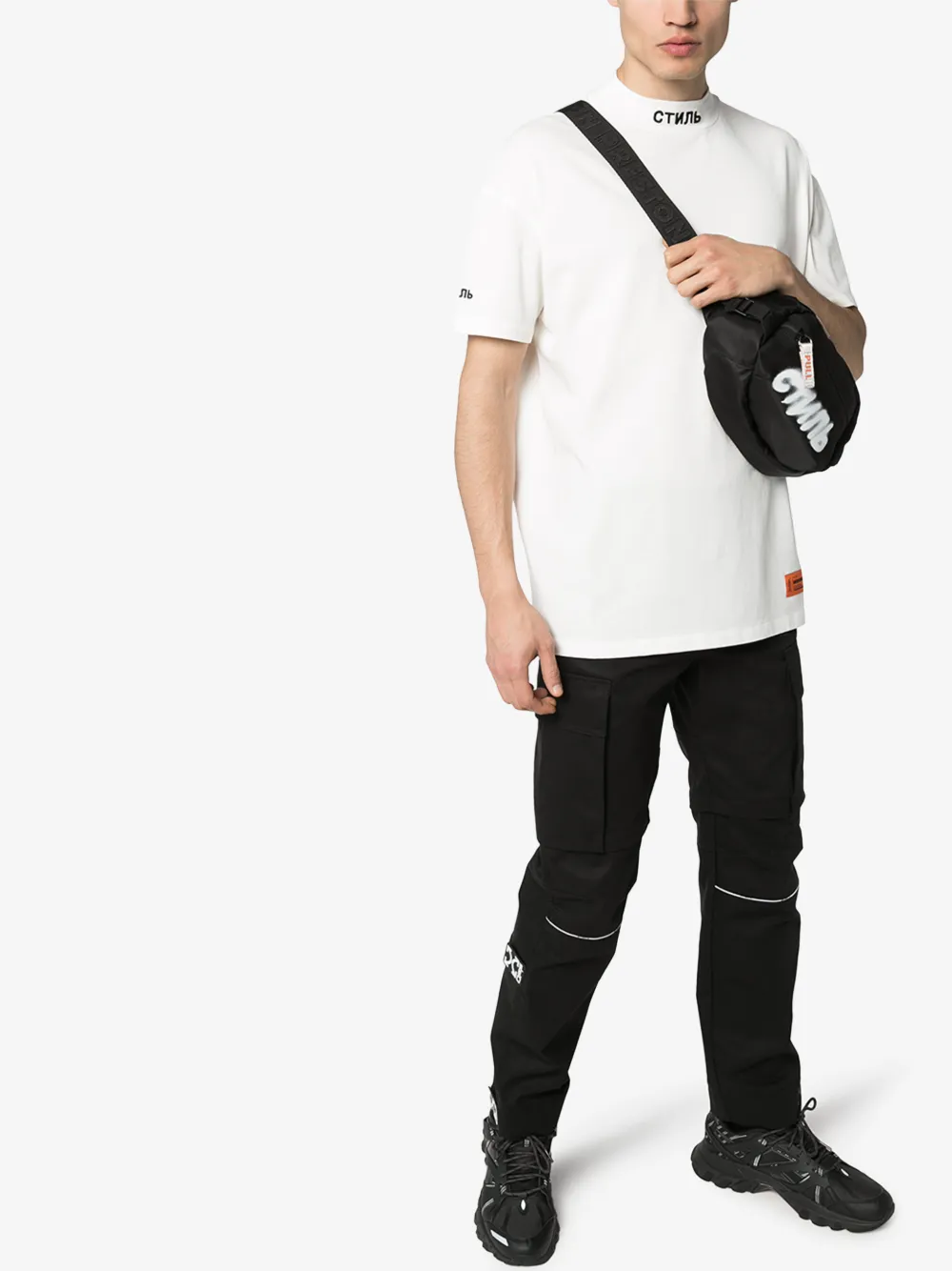 HERON PRESTON WHITE LOGO DETAIL COTTON T-SHIRT,HMAA012S20913011011014770210