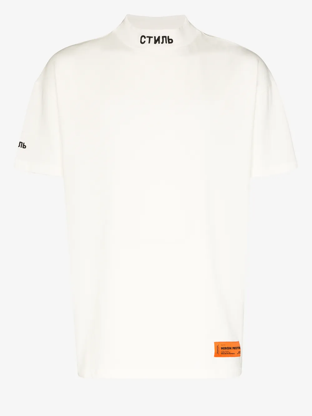 HERON PRESTON WHITE LOGO DETAIL COTTON T-SHIRT,HMAA012S20913011011014770210