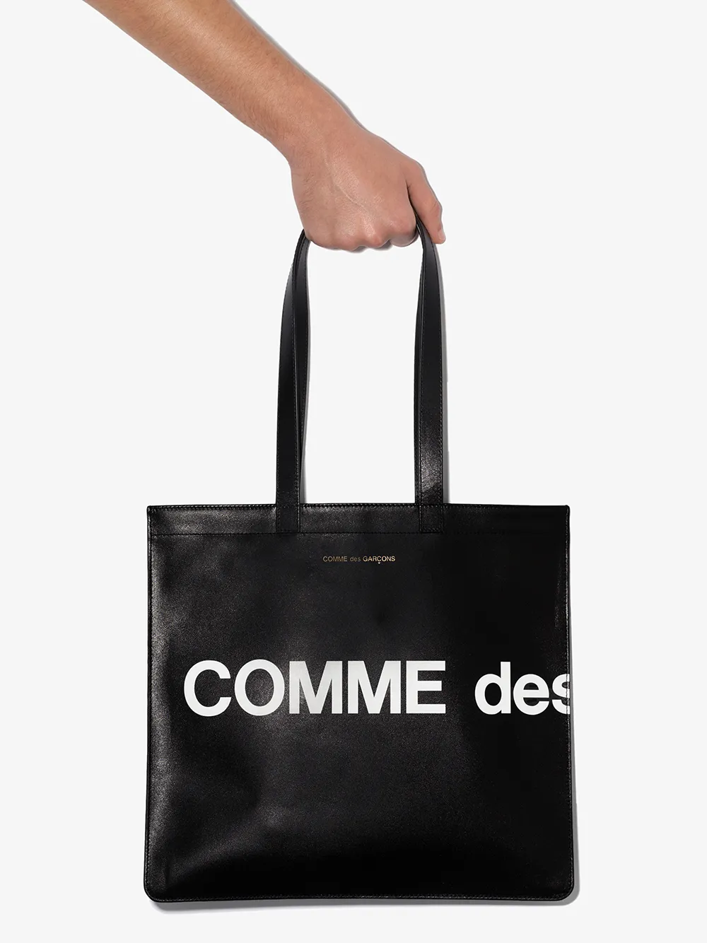 Comme Des Gar ons Wallet logo print Leather Tote Bag Farfetch