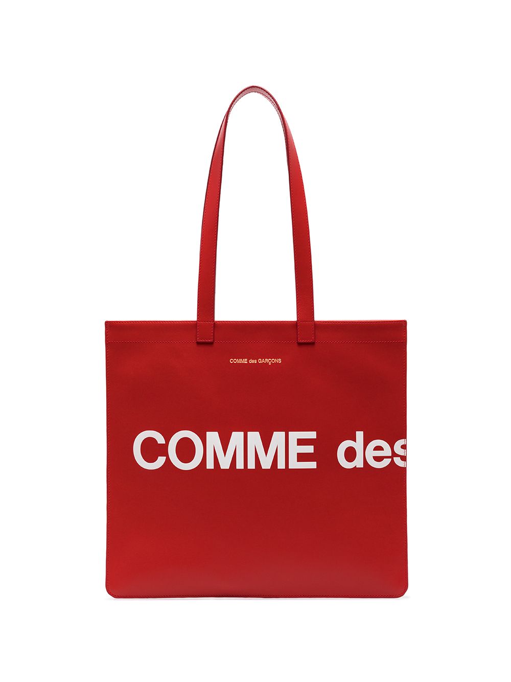 Shop Comme Des Garçons Logo-print Leather Tote Bag In Red