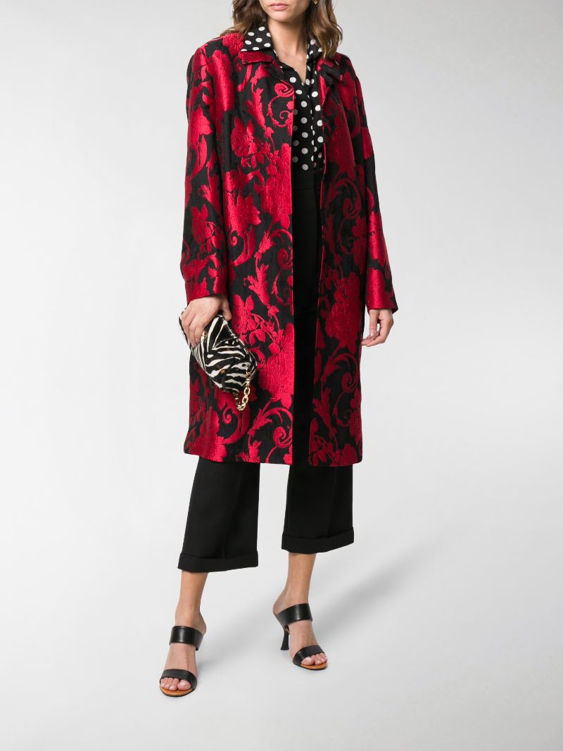 Dries Van Noten floral jacquard coat black | MODES