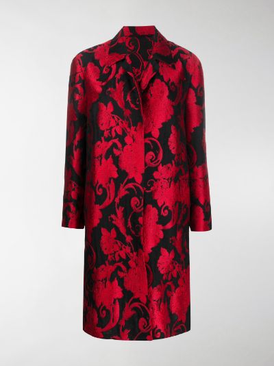 Dries Van Noten floral jacquard coat black | MODES